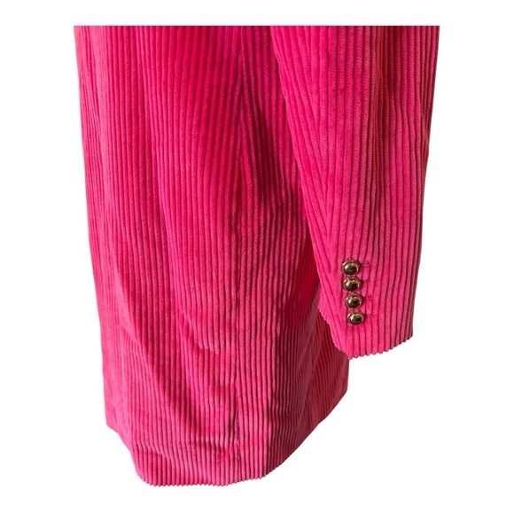 Vilagallo Pink Corduroy Coat Leopard Pocket Detail Ribbed Blazer Jacket 36 US S - Picture 3 of 11
